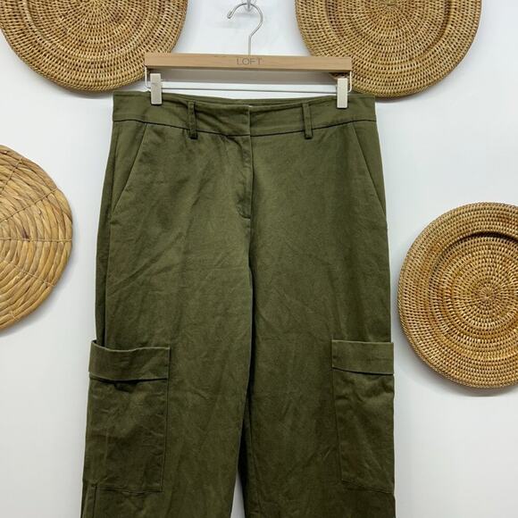 H&M Green Casual Minimalist Y2K Style Loose Fit Wide Leg Cargo Pants 14 - Picture 3 of 6
